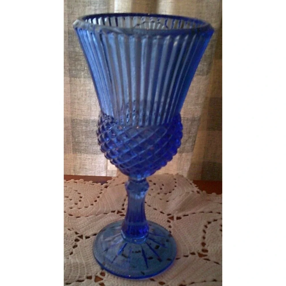 Vintage Avon Fostoria George Washington Cobalt Blue 12oz Water Wine Glass Goblet